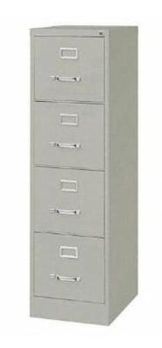 DESCRIPTION: (1) FILE CABINET BRAND/MODEL: HIRSH/22733 INFORMATION: LIGHT GRAY/4-DRAWERS RETAIL$: 225.12 SIZE: 15" X 22" X 52" QTY: 1