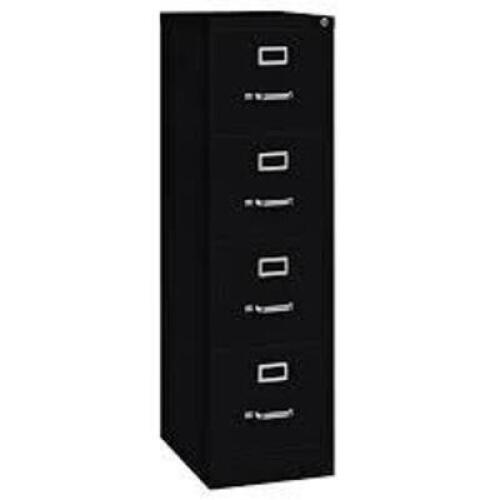 DESCRIPTION: (1) VERTICAL FILING CABINET BRAND/MODEL: HIRSH #17892 INFORMATION: BLACK SIZE: 4 DRAWERS, LETTER FILE SIZE, 52 IN OVERALL HT RETAIL$: $27