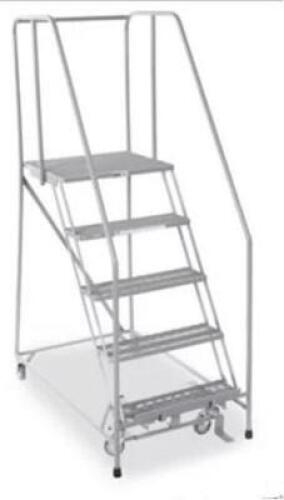 DESCRIPTION: (1) ROLLING SAFETY LADDER BRAND/MODEL: COTTERMAN/U-841U-20 INFORMATION: SILVER/5-STEPS/LOAD CAPACITY: 450 LBS RETAIL$: 569.00 SIZE: 50"D