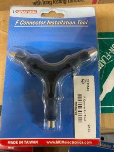 DESCRIPTION: (3) F CONNECTOR INSTALLATION TOOL BRAND/MODEL: DURATOOL/22-16300 INFORMATION: 3-IN-1/BLACK QTY: 3