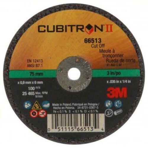 DESCRIPTION: (2) PACKS OF (50) ABRASIVE CUT-OFF WHEEL BRAND/MODEL: 3M CUBITRON #22NZ80 SIZE: 3X0.035X1/4 RETAIL$: $254.78 EA QTY: 2
