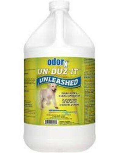DESCRIPTION: (2) URINE ODOR AND STAIN ELIMINATOR BRAND/MODEL: PRORESTORE UN-DUZ-IT UNLEASHED SIZE: 1 GALLON RETAIL$: $40.00 EA QTY: 2