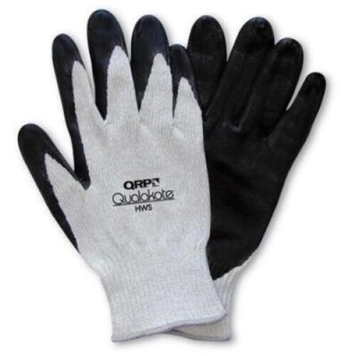 DESCRIPTION: (2) PACKS OF (12) WAVE SOLDER GLOVE BRAND/MODEL: QUALAKOTE/HWS INFORMATION: GRAY & BLACK/NITRILE FOAMED PALM DIP RETAIL$: 108.03 PER PK O