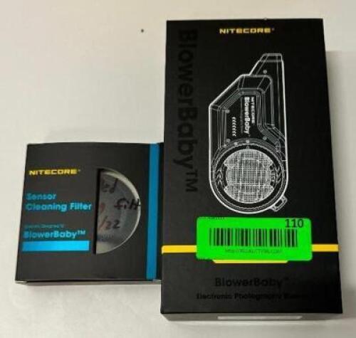 DESCRIPTION: ELECTRONIC PHOTOGRAPHY BLOWER WITH SENSOR CLEANING FILTER BRAND/MODEL: NITECORE BLOWERBABY LOCATION: MAIN FLOOR QTY: 1