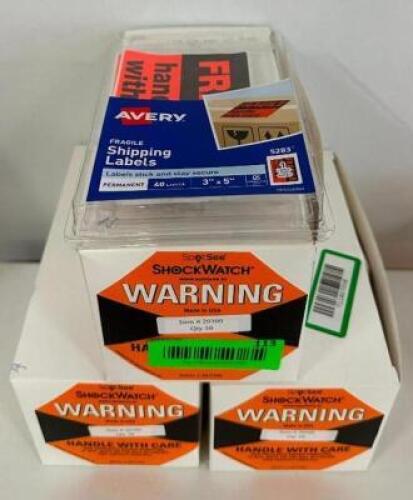 DESCRIPTION: ASSORTED WARNING STICKERS AS SHOWN LOCATION: MAIN FLOOR QTY: 1