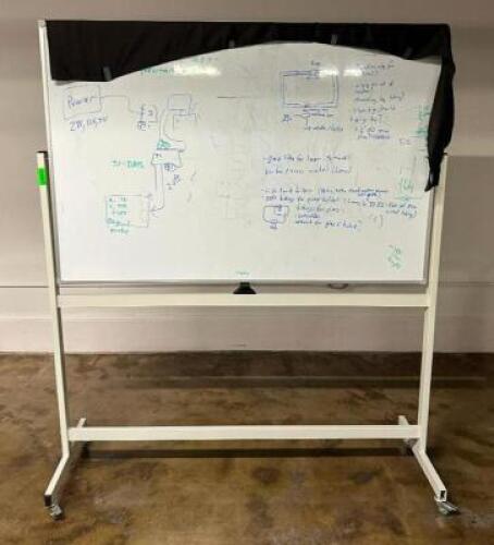 DESCRIPTION: ROLLABOUT DRY ERASE BOARD SIZE: 60"X36" LOCATION: BOTTOM FLOOR QTY: 1
