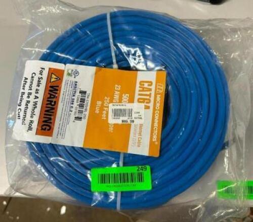 DESCRIPTION: 250' ROLL OF CAT6A ETHERNET CABLE LOCATION: BOTTOM FLOOR QTY: 1