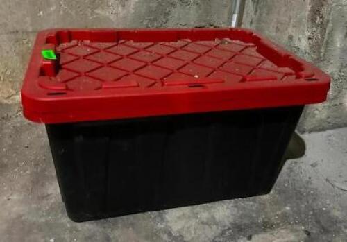 DESCRIPTION: STORAGE BIN WITH LID LOCATION: BOTTOM FLOOR QTY: 1