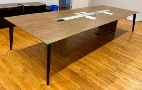 DESCRIPTION: LARGE WOOD CONFERENCE TABLE SIZE: 154"X59" LOCATION: 2ND FLOOR QTY: 1