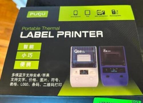 DESCRIPTION: PORTABLE THERMAL LABEL PRINTER BRAND/MODEL: PUQU LOCATION: 2ND FLOOR QTY: 1