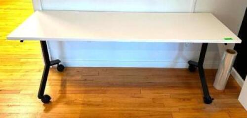 DESCRIPTION: 6' FOLDAWAY TABLE ON CASTERS SIZE: 72"X24" LOCATION: 2ND FLOOR QTY: 1