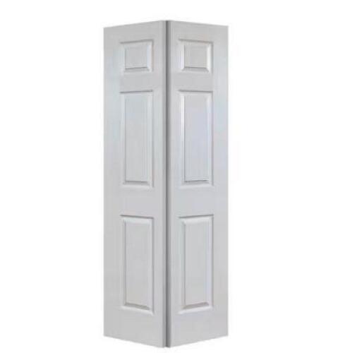 32 in. x 80 in. 6-Panel Textured Hollow Core Primed White Composite Interior Closet Bi-Fold Door