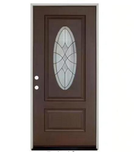 Regency 36 in. x 80 in. RH 3/4 Oval Radiance Decorative Glass Russet Fiberglass Prehung Front Door with Brickmold