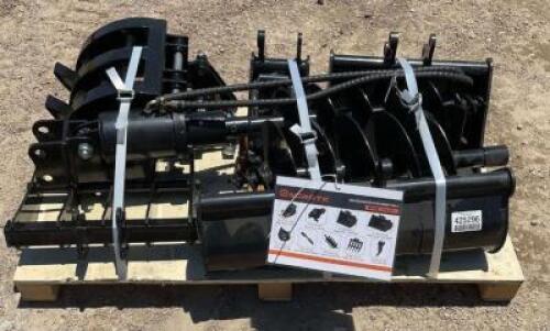 9 PIECE MINI EXCAVATOR ATTACHMENT SET.