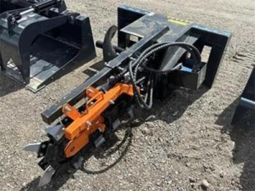 WOLVERINE 48" SKID STEER LOADER TRENCHER ATTACHMENT.