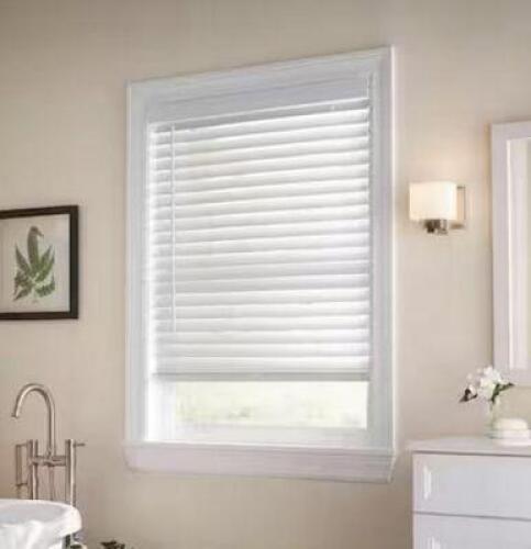 (2) - White Cordless Faux Wood Blinds for Windows with 2 in. Slats - 32 in. W x 48 in. L