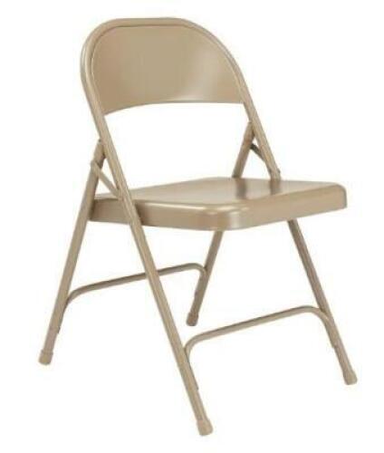 (4)- TAN METAL FOLDING CHAIRS