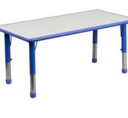 DESCRIPTION: (1) ADJUSTABLE ACTIVITY TABLE BRAND/MODEL: ADVANTAGE #YU-YCY-060-BLUE-GG INFORMATION: BLUE RETAIL$: $252.00 SIZE: 23X47 QTY: 1
