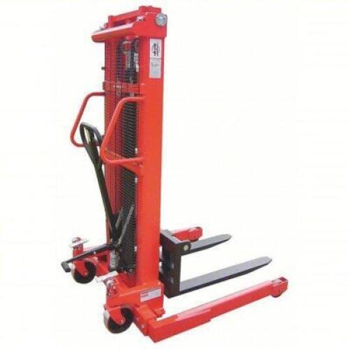 DESCRIPTION: (1) MANUAL STRADDLE STACKER BRAND/MODEL: DAYTON #4VME8 INFORMATION: RED, 2000 LB CAPACITY, 2 3/4 IN TO 5 FT 3 IN, ADJ SIZE: 36" X 4" RETA