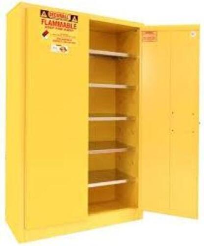 DESCRIPTION: (1) FLAMMABLES STORAGE CABINETBRAND/MODEL: SECURALL #P160INFORMATION: YELLOWSIZE: 60 GALLON,&nbsp;65.00H x 43.00W x 18.00LRETAIL$: $1249.00 EAQTY: 1