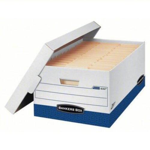 DESCRIPTION: (12) RECORD STORAGE BOX BRAND/MODEL: BANKERS BOX #2PWT4 SIZE: 10X15 RETAIL$: $157.36 EA QTY: 12