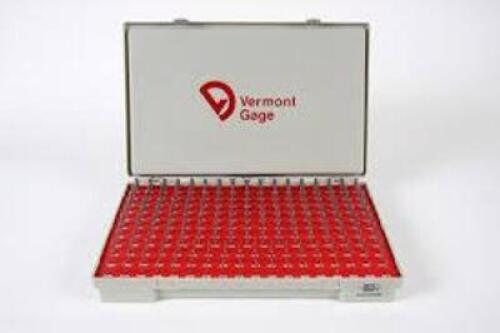 DESCRIPTION: (1) PIN GAGE SET BRAND/MODEL: VERMONT GAGE #901200300 SIZE: .0110" - .2500" RETAIL$: $312.00 EA QTY: 1