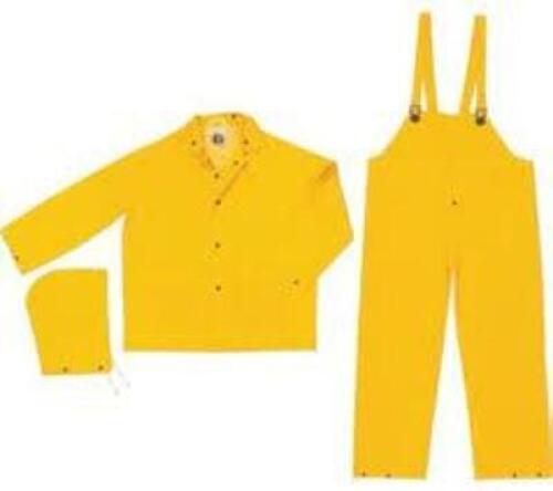 DESCRIPTION: (10) CLASSIC RAINWEAR SUIT BRAND/MODEL: RIVER CITY #2003XL INFORMATION: YELLOW, STEEL SIZE: XL RETAIL$: $11.67 EA QTY: 10