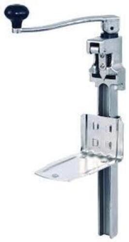 DESCRIPTION: (1) CAN OPENER BRAND/MODEL: CRESTWARE #41G579 INFORMATION: SILVER, CAST ALUMINUM SIZE: 9" L RETAIL$: $75.87 EA QTY: 1