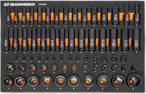DESCRIPTION: (1) METRIC STANDARD & DEEP IMPACT SOCKET SET BRAND/MODEL: GEARWRENCH #GWMSISKMM INFORMATION: 66 PIECES SIZE: 1/4", 3/8", 1/2" RETAIL$: $2