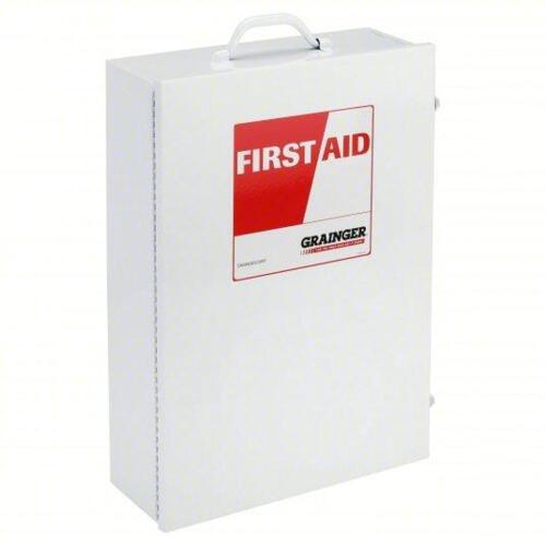 DESCRIPTION: (1) EMPTY FIRST AID KIT BRAND/MODEL: 488G56 SIZE: 4 SHELF WITH SWING OUT DOOR RETAIL$: $111.79 EA QTY: 1