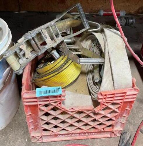 BIN OF ASSORTED HEAVY DUTY STRAPS AS SHOWN