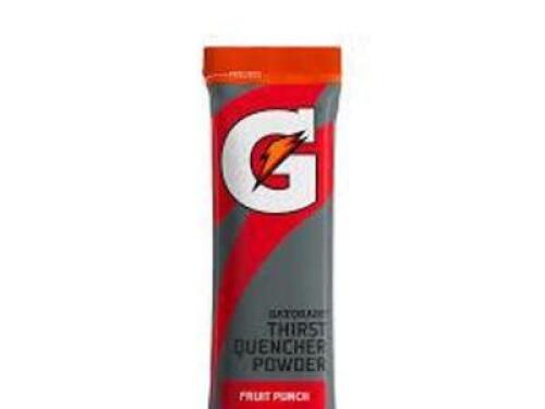 DESCRIPTION: (4) PACKS OF (10) SPORTS DRINK POWDER BRAND/MODEL: GATORADE INFORMATION: FRUIT PUNCH RETAIL$: $10.00 EA QTY: 4