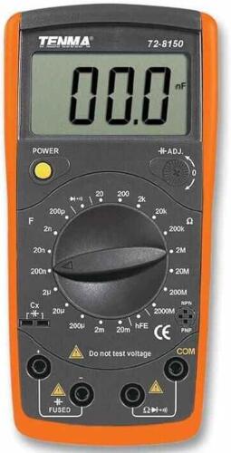 DESCRIPTION: (1) CAPACITANCE METER BRAND/MODEL: TENMA/72-8150 INFORMATION: MEASURES CAPACITANCE UP TO 20MF, MEASURES RESISTANCE UP TO 2000MR QTY: 1