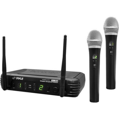 DESCRIPTION: (1) HANDHELD MICROPHONE SYSTEM BRAND/MODEL: PYLE/PDWM3375 INFORMATION: 2-CHANNEL, WIRELESS, SELECTABLE FREQUENCIES QTY: 1