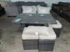 PATIO DINNING TABLE WITH LOVESEAT / STOOLS AND CUSHIONS - 4