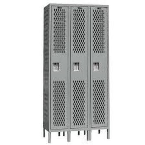 DESCRIPTION: (1) PREMIUM VENTED STORAGE LOCKERBRAND/MODEL: HALLOWELLINFORMATION: LIGHT GRAYSIZE: 3 WIDE, 1 TIER, APPROX 22" X 55" X 72"RETAIL$: $1120.00 EAQTY: 1