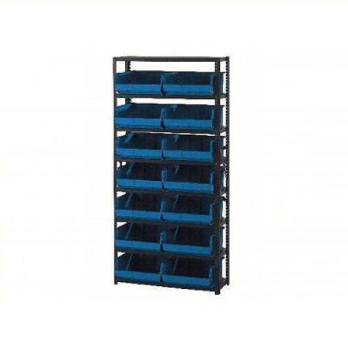 DESCRIPTION: (1) BIN SHELVING UNIT BRAND/MODEL: QUANTUM STORAGE #8DMH0 INFORMATION: 1 SIDED, 24 BINS, BLUE, 7 SHELVES SIZE: 36" X 12" X 75" RETAIL$: $