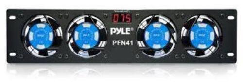 DESCRIPTION: (1) RACK MOUNT COOLING FANS WITH TEMPERATURE DISPLAY BRAND/MODEL: PYLE #PFN41 INFORMATION: BLACK RETAIL$: $49.99 EA QTY: 1