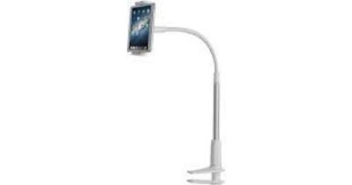 DESCRIPTION: (1) HEIGHT-ADJUSTABLE CLAMP STAND BRAND/MODEL: CTA INFORMATION: FOR TABLETS AND SMARTPHONES, WHITE RETAIL$: $24.95 EA QTY: 1