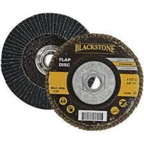 DESCRIPTION: (3) PACKS OF (5) FLAP DISCS BRAND/MODEL: BLACKSTONE INFORMATION: ZIRC SIZE: 4-1/2" X 5/8"-11 QTY: 3
