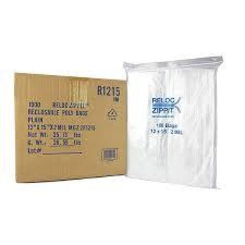 DESCRIPTION: (1) CASE OF (1000) POLY RECLOSABLE BAGS BRAND/MODEL: RELOC ZIPPIT #R1215 SIZE: 12X15X2 RETAIL$: $62.00 EA QTY: 1