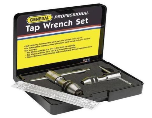 DESCRIPTION: (1) RATCHETING T-HANDLE TAP WRENCH SET BRAND/MODEL: GENERAL 165 SIZE: #0 TO 1/2" TAPS RETAIL$: $88.11 QTY: 1