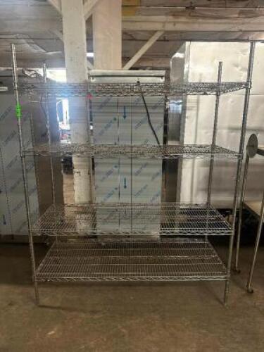 DESCRIPTION 60" X 18" FOUR TIER WIRE SHELVING SIZE 60" X 18" X 72" LOCATION BAY 6 QTY 1