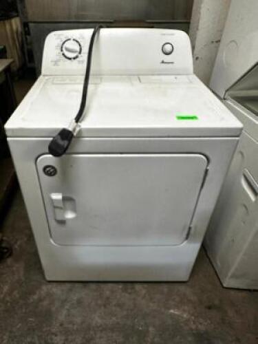 DESCRIPTION AMANA HOUSE HOLD DRYER BRAND / MODEL: AMANA NED4855EW1 LOCATION BAY 6 QTY 1