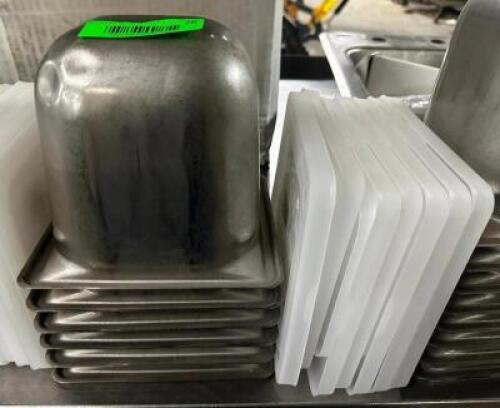 DESCRIPTION (6) 1/6 SIZE STAINLESS INSERTS W/ LIDS SIZE 6" DEEP THIS LOT IS: SOLD BY THE PIECE LOCATION BAY 6 QTY 6