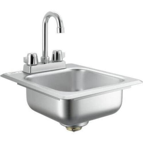 DESCRIPTION REGENCY 9" X 9" X 5" DROP IN SINK W/ FAUCET ( NEW ) BRAND / MODEL: REGENCY 600DI1995 ADDITIONAL INFORMATION RETAILS FOR $190 LOCATION BAY