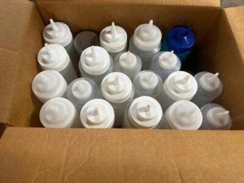 DESCRIPTION (1) BOX OF ASSORTED PLASTIC SQUEEZE BOTTLES. THIS LOT IS: ONE MONEY LOCATION BAY 6 QTY 1