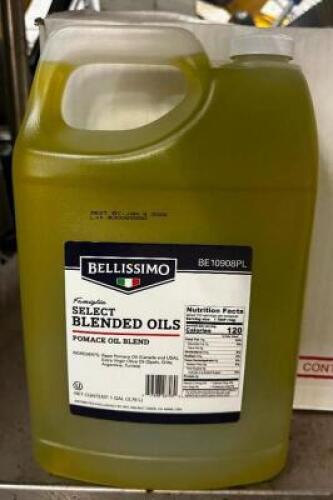 DESCRIPTION (6) GALLONS OF BELLISSION POMACE OIL BLEND. THIS LOT IS: SOLD BY THE PIECE LOCATION BAY 6 QTY 6