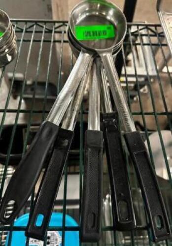DESCRIPTION (5) STAINLESS PORTION SCOOPS THIS LOT IS: SOLD BY THE PIECE LOCATION BAY 6 QTY 5