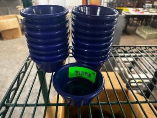 DESCRIPTION (17) BLUE PLASTIC RAMEKINS THIS LOT IS: SOLD BY THE PIECE LOCATION BAY 6 QTY 17